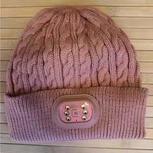 Pink Knit Beanie with LED Light